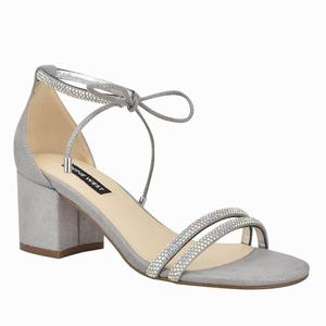 Nine West Keiko Ankle Tie Dress Heeled Sandals - Grey - Ireland (YA6132475)